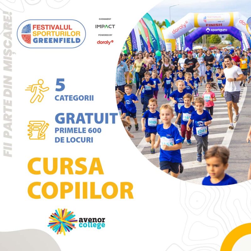 Cursa copiilor Festivalul Sporturilor Greenfield Baneasa - concurs de alergare pentru copii in Bucuresti
